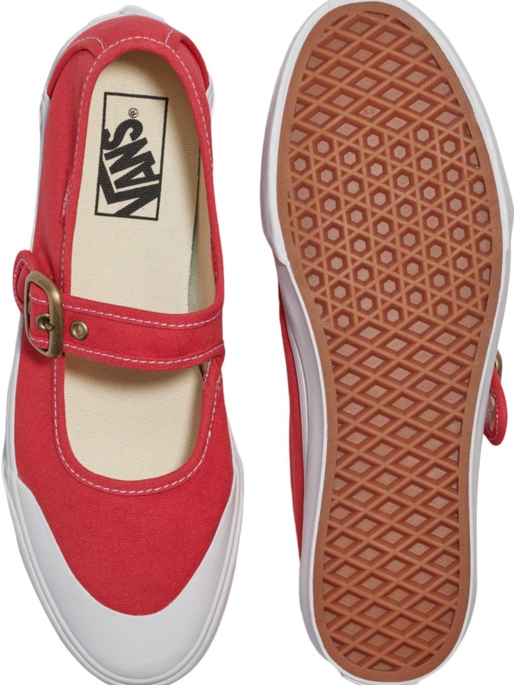 Vans Red Canvas Mary Jane Sneakers Hardly Worn